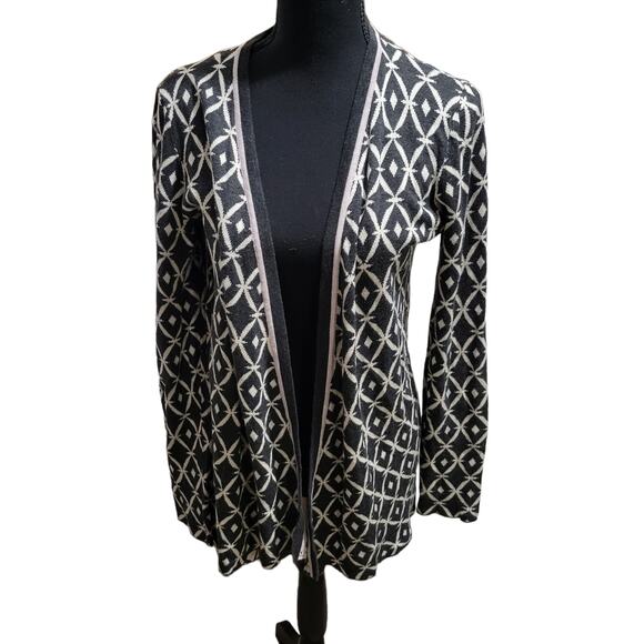 Belldini Heather Charcoal and Oatmeal Open Front Cardigan Sweater, Sz M - Picture 1 of 8